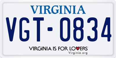 VA license plate VGT0834