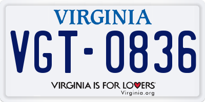 VA license plate VGT0836