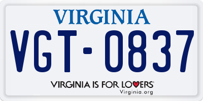 VA license plate VGT0837