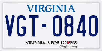 VA license plate VGT0840