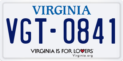 VA license plate VGT0841