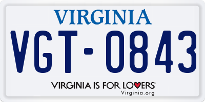 VA license plate VGT0843