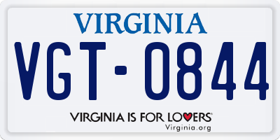 VA license plate VGT0844