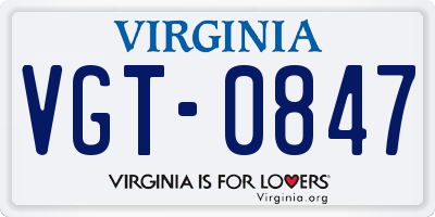 VA license plate VGT0847