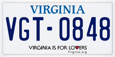 VA license plate VGT0848