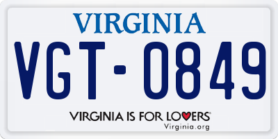 VA license plate VGT0849