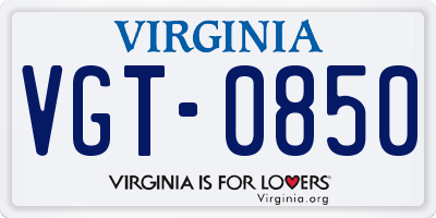 VA license plate VGT0850