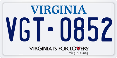 VA license plate VGT0852