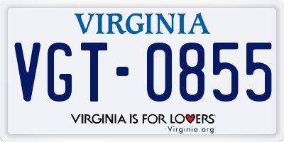VA license plate VGT0855