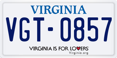 VA license plate VGT0857