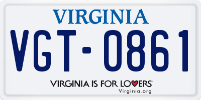 VA license plate VGT0861
