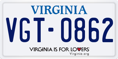 VA license plate VGT0862
