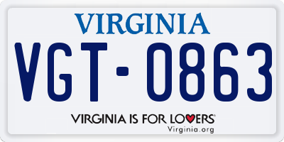 VA license plate VGT0863