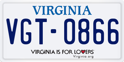 VA license plate VGT0866