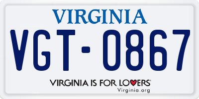 VA license plate VGT0867