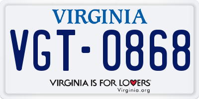 VA license plate VGT0868