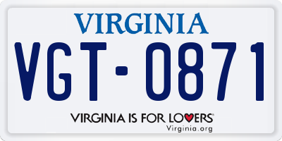 VA license plate VGT0871