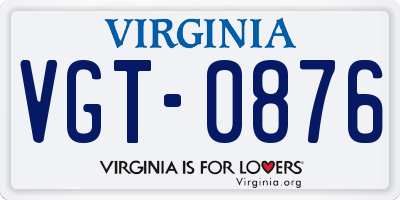 VA license plate VGT0876