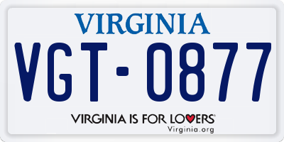 VA license plate VGT0877