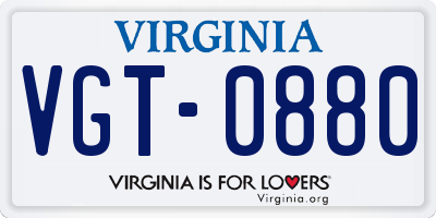 VA license plate VGT0880