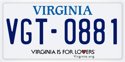 VA license plate VGT0881