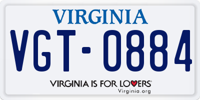 VA license plate VGT0884