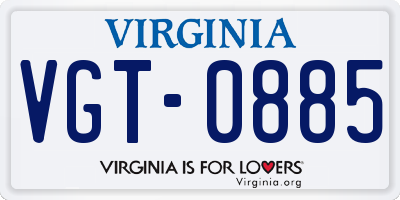 VA license plate VGT0885