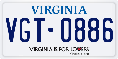 VA license plate VGT0886