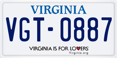 VA license plate VGT0887