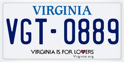 VA license plate VGT0889