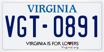 VA license plate VGT0891