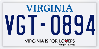 VA license plate VGT0894