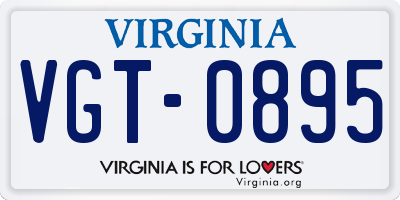 VA license plate VGT0895