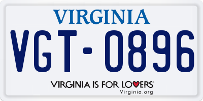 VA license plate VGT0896