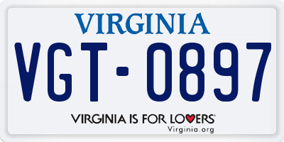 VA license plate VGT0897