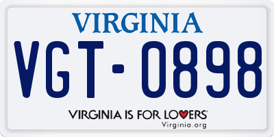 VA license plate VGT0898