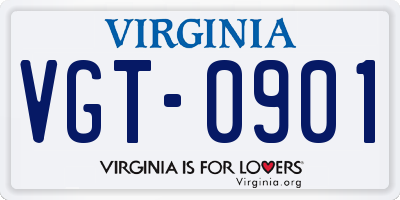 VA license plate VGT0901