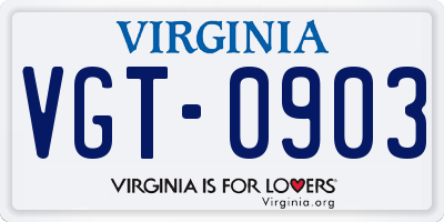 VA license plate VGT0903