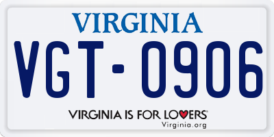 VA license plate VGT0906