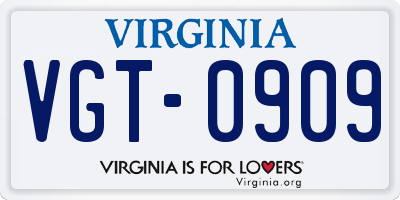 VA license plate VGT0909