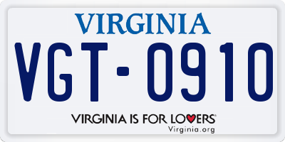 VA license plate VGT0910