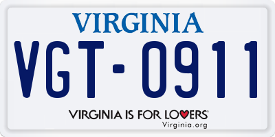 VA license plate VGT0911