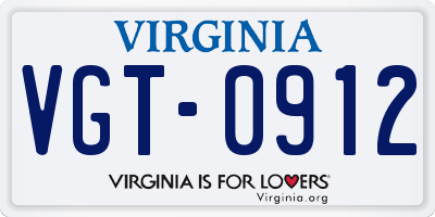 VA license plate VGT0912
