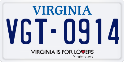 VA license plate VGT0914
