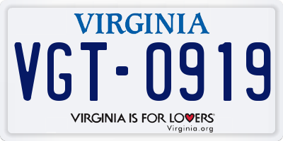 VA license plate VGT0919