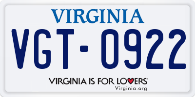 VA license plate VGT0922
