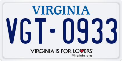 VA license plate VGT0933