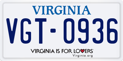VA license plate VGT0936