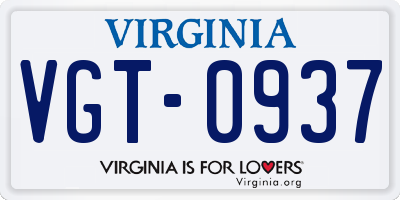 VA license plate VGT0937