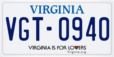 VA license plate VGT0940